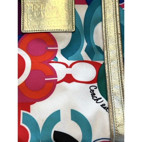 Coach Graffiti Tote Bag POPPY Signature Glam Handbag Style 13839 Multi Color - Picture 2 of 11